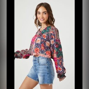Forever 21 Patchwork Colorful Women's Bohemian CropTop NWT